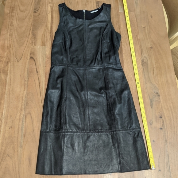 Halogen, black leather cocktail dress, size 6 Petite - Picture 5 of 10